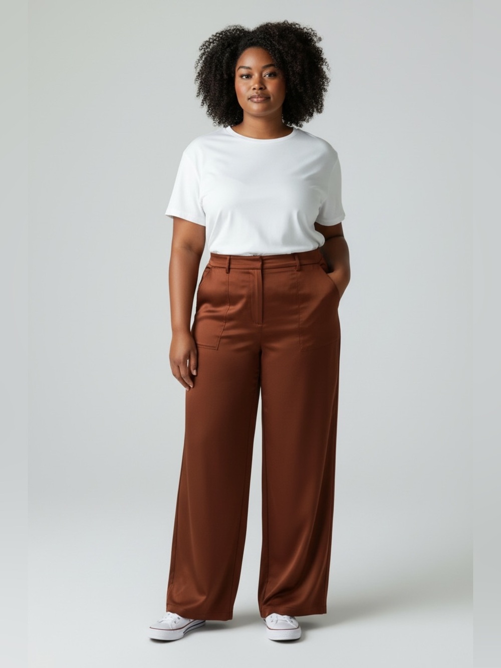 Joie Chocolate Brown Wide-Leg Satin Pants